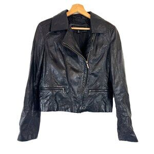 Kenneth Cole Women's Black Leather Moto Jacket M